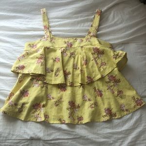 Yellow and pink flounce top